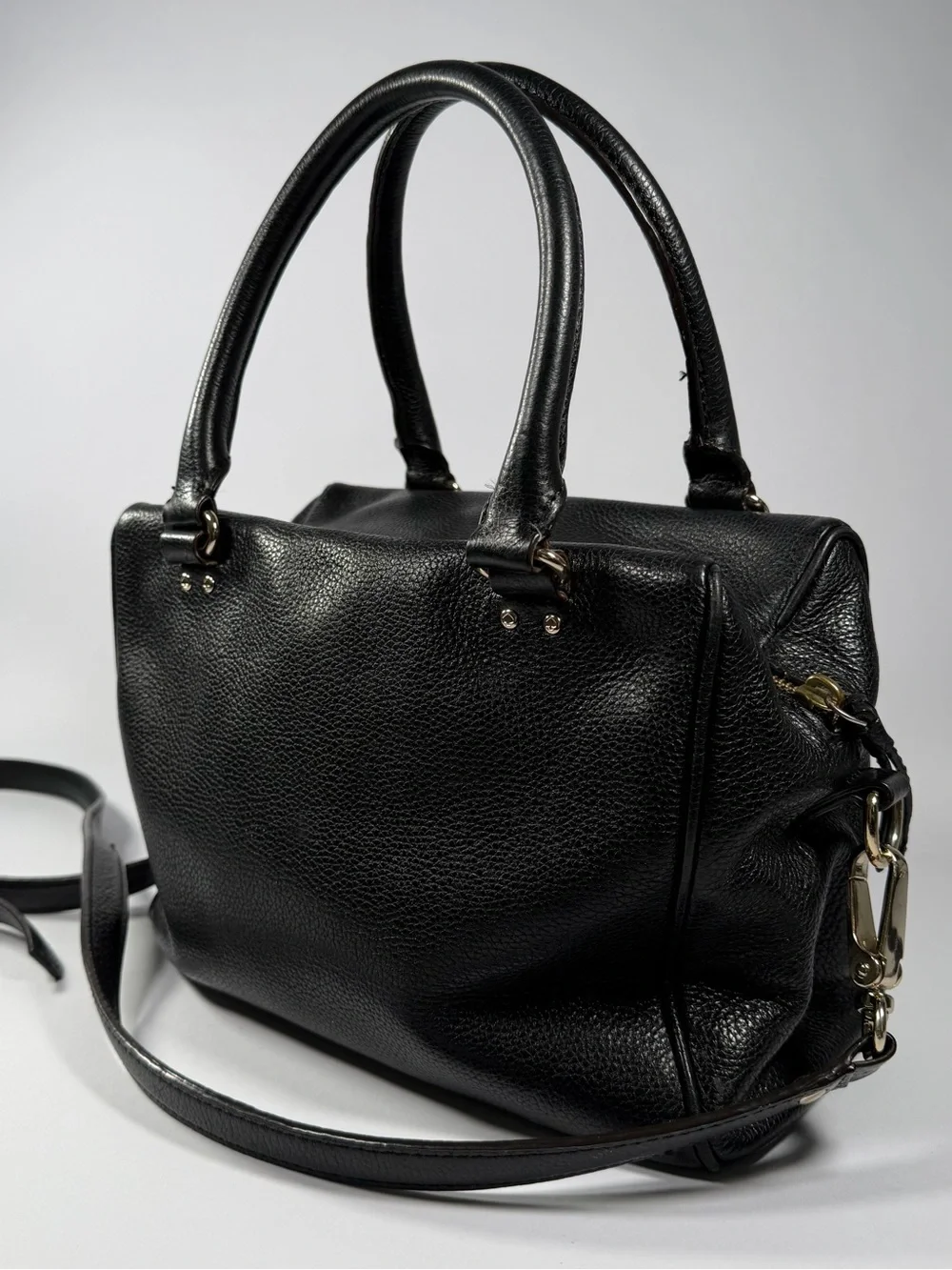 Kate Spade New York Black Pebbled Leather Satchel Crossbody EUC